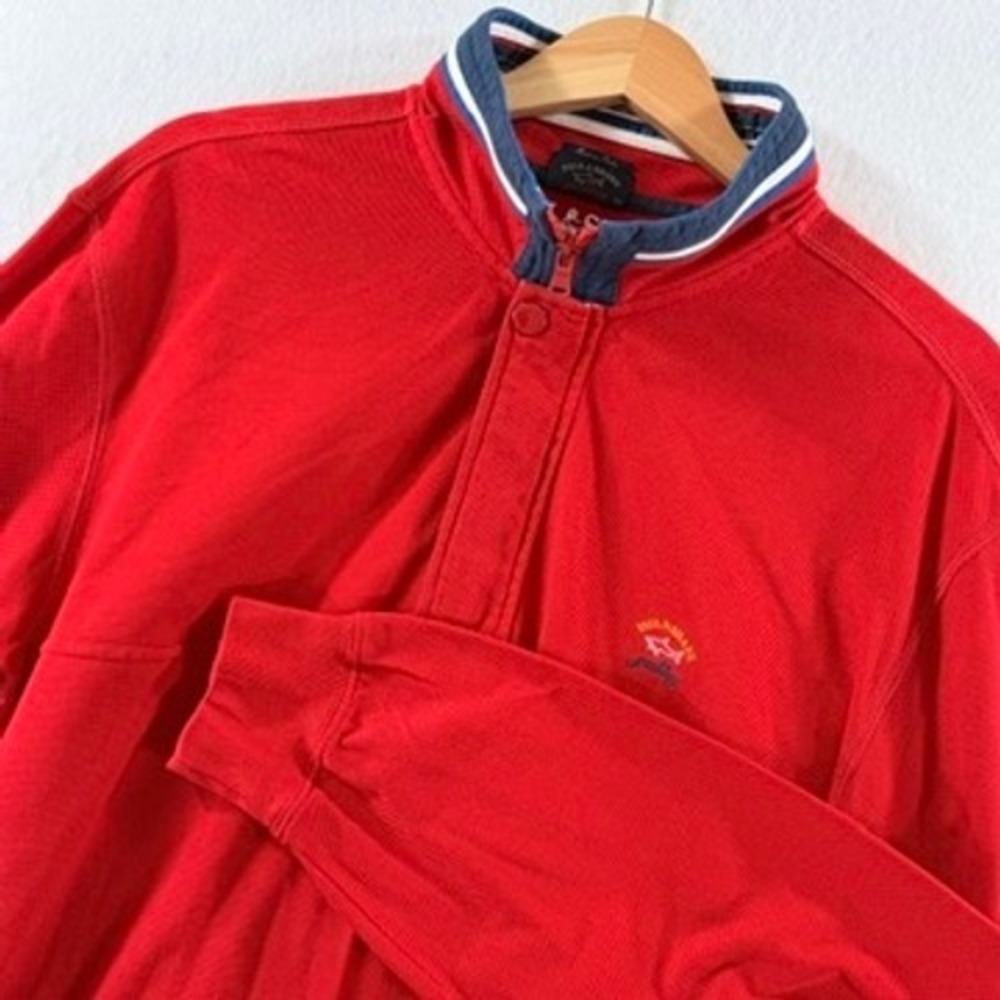 Paul & Shark Quarter Zip Pullover Mens XXL Red Yachting Nautical Preppy Sporty
